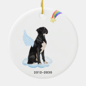 Boxer Dog Angel Personalise Black Dog Pet Memorial Ceramic Tree Decoration (Back)