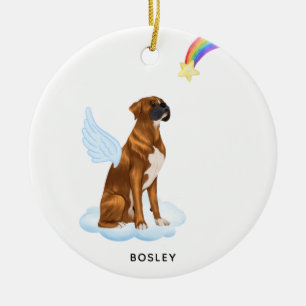 Boxer Dog Angel Personalised Pet Dog Memorial Ceramic Tree Decoration