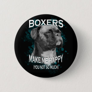 Boxer Dog Animal Lovers Art Text 6 Cm Round Badge