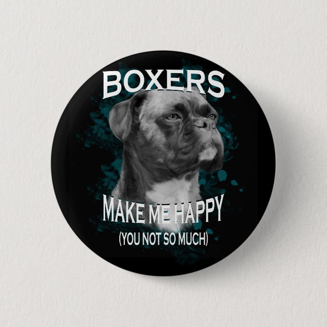 Boxer Dog Animal Lovers Art Text 6 Cm Round Badge (Front)