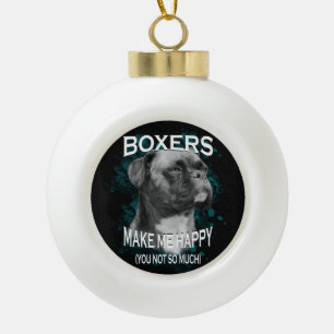 Boxer Dog Animal Lovers Art Text Ceramic Ball Christmas Ornament