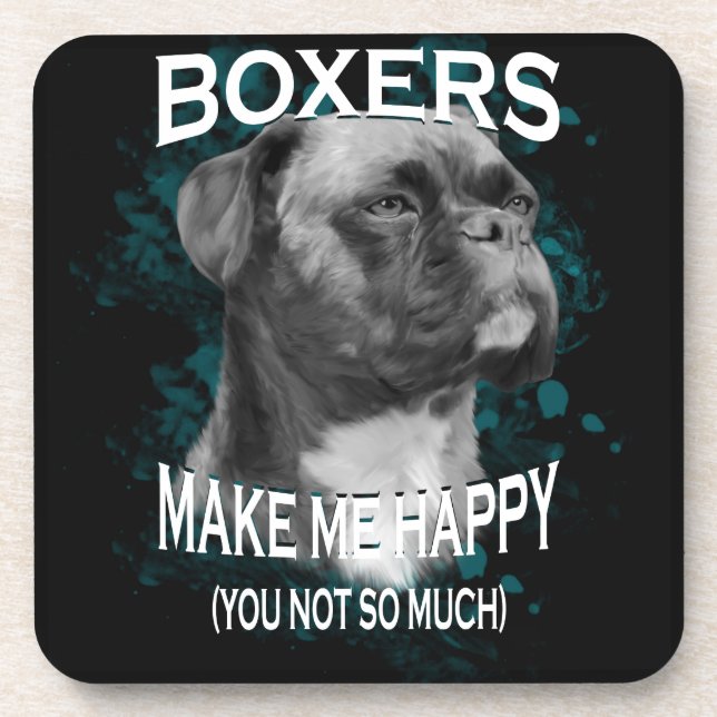 Boxer Dog Animal Lovers Art Text Coaster (Front)