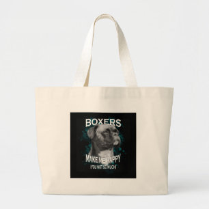 Boxer Dog Animal Lovers Art Text Large Tote Bag