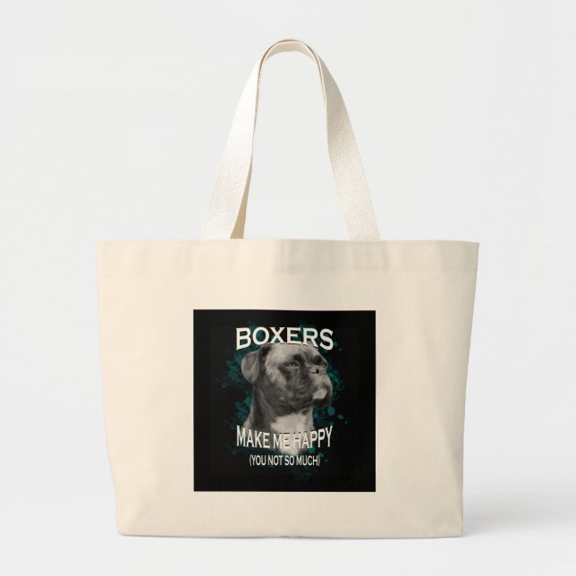 Boxer Dog Animal Lovers Art Text Large Tote Bag (Front)