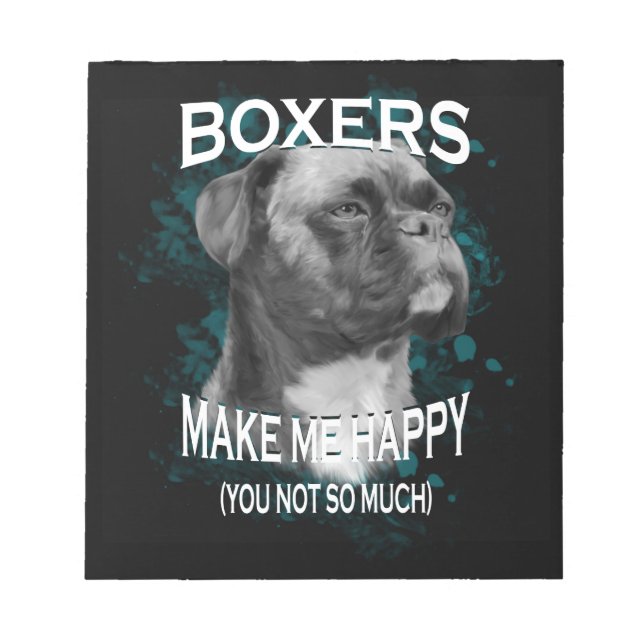 Boxer Dog Animal Lovers Art Text Notepad (Front)