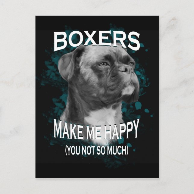 Boxer Dog Animal Lovers Art Text Postcard (Front)