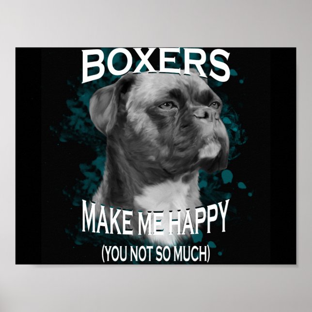 Boxer Dog Animal Lovers Art Text Poster (Front)