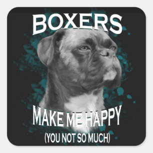Boxer Dog Animal Lovers Art Text Square Sticker
