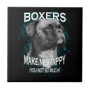 Boxer Dog Animal Lovers Art Text Tile