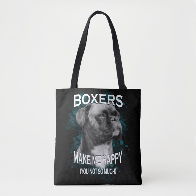 Boxer Dog Animal Lovers Art Text Tote Bag (Front)