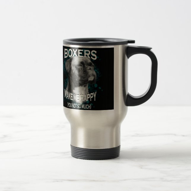 Boxer Dog Animal Lovers Art Text Travel Mug (Right)