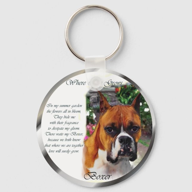 Boxer Dog Art Gifts Key Ring (Front)