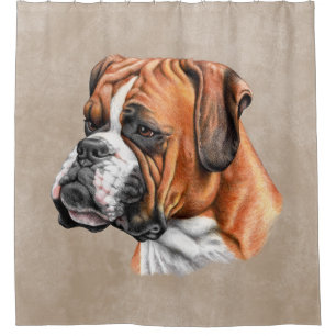 Boxer Dog Art Portrait Brown Standard Bathroom Shower Curtain