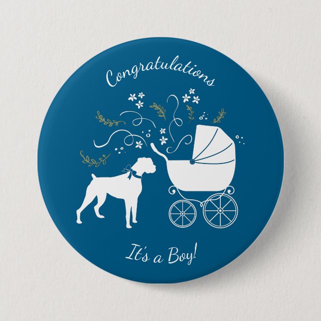 Boxer Dog Baby Shower 7.5 Cm Round Badge (Front)