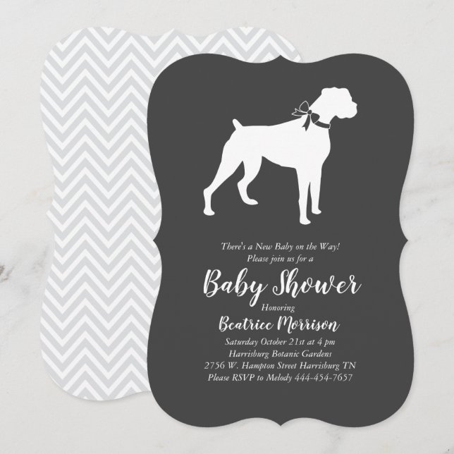 Boxer Dog Baby Shower Gender Neutral Invitation (Front/Back)