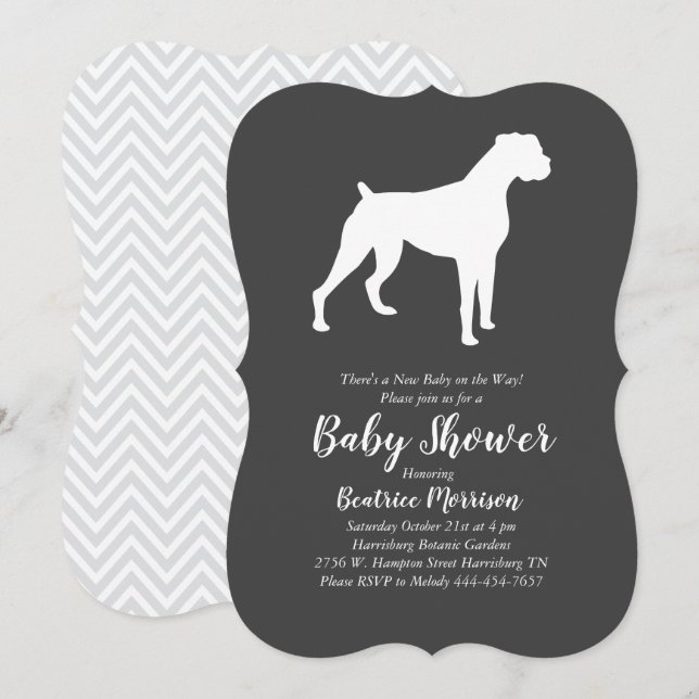 Boxer Dog Baby Shower Gender Neutral Invitation (Front/Back)