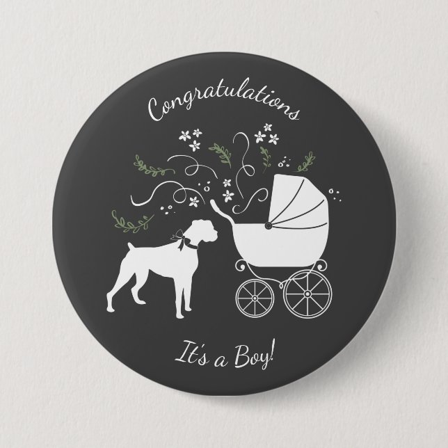 Boxer Dog Baby Shower Puppy 7.5 Cm Round Badge (Front)
