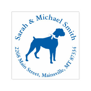 Boxer Dog Baby Shower Puppy Blue Boy Self-inking Stamp
