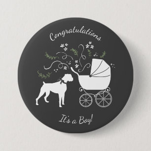 Boxer Dog Baby Shower Puppy Grey 7.5 Cm Round Badge
