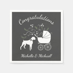 Boxer Dog Baby Shower Puppy Grey Napkin