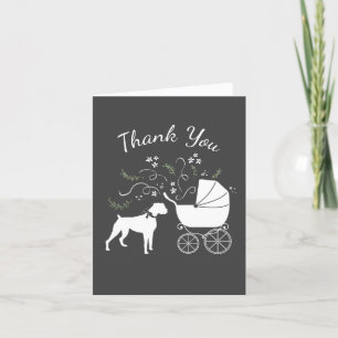 Boxer Dog Baby Shower Puppy Grey Thank You Card