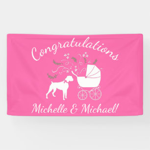 Boxer Dog Baby Shower Puppy Pink Girl Banner