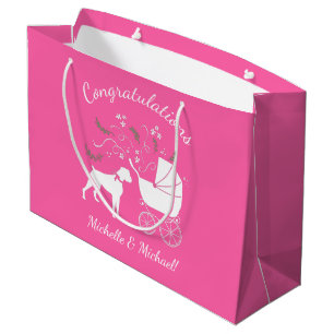 Boxer Dog Baby Shower Puppy Pink Girl Large Gift Bag