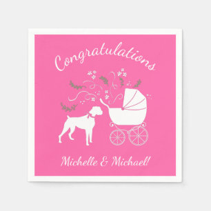 Boxer Dog Baby Shower Puppy Pink Girl Napkin
