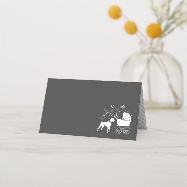 Boxer Dog Baby Shower Puppy Place Card (Front)