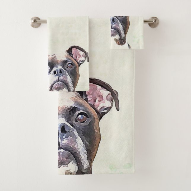 Boxer dog bath towel set (Insitu)