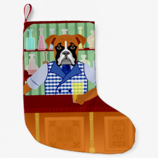 Boxer Dog Beer Pub Small Christmas Stocking