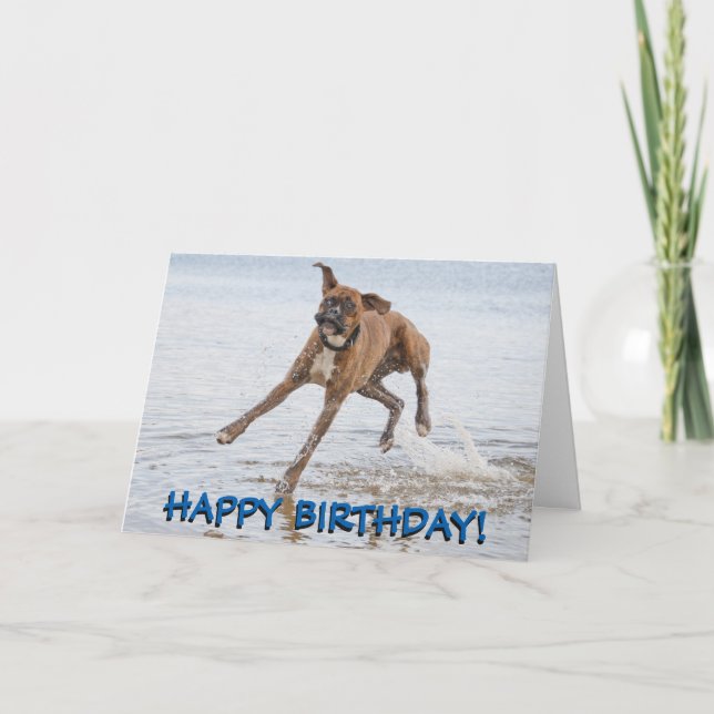 Boxer dog birthday card (Front)