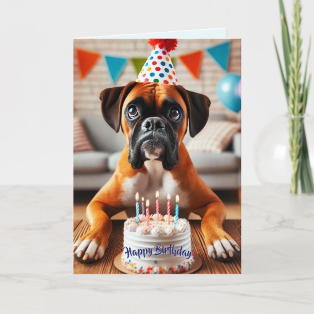 Boxer Dog Birthday Fun Card (Front)