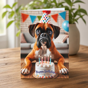 Boxer Dog Birthday Fun Holiday Card