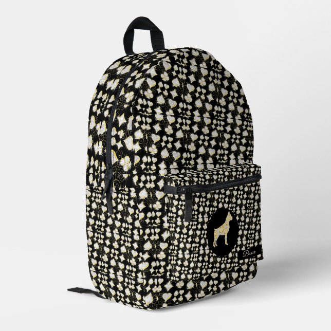 BOXER DOG BLING PRINTED BACKPACK (Back Corner Left)