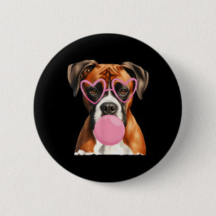 Boxer Dog Blowing Bubble Gum Valentine’s Day 6 Cm Round Badge