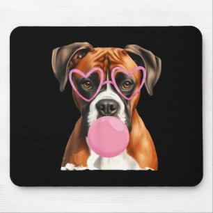 Boxer Dog Blowing Bubble Gum Valentine’s Day Mouse Mat