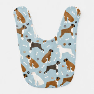 Boxer Dog Bones and Paws Baby Bib
