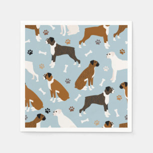 Boxer Dog Bones and Paws Napkins