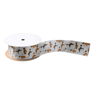 Boxer Dog Bones and Paws Satin Ribbon