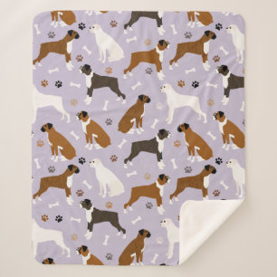 Boxer Dog Bones and Paws Sherpa Blanket