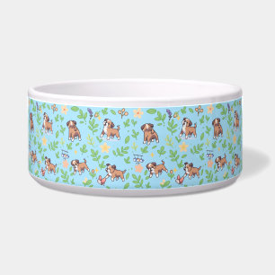 Boxer Dog Bowl Spring Floral Pet Feeding Design