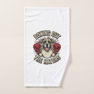 Boxer Dog Boxing Out The Haters Funny T-Shirt Desi Hand Towel