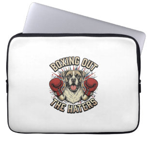 Boxer Dog Boxing Out The Haters Funny T-Shirt Desi Laptop Sleeve