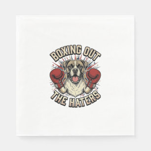 Boxer Dog Boxing Out The Haters Funny T-Shirt Desi Napkin
