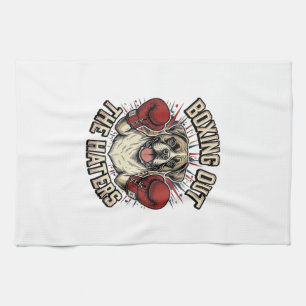 Boxer Dog Boxing Out The Haters Funny T-Shirt Desi Tea Towel