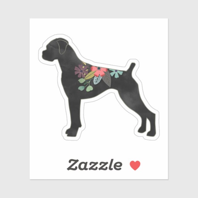 Boxer Dog Breed Natural Boho Floral Silhouette (Sheet)