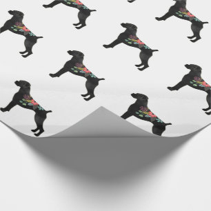 Boxer Dog Breed Natural Boho Floral Silhouette Wrapping Paper