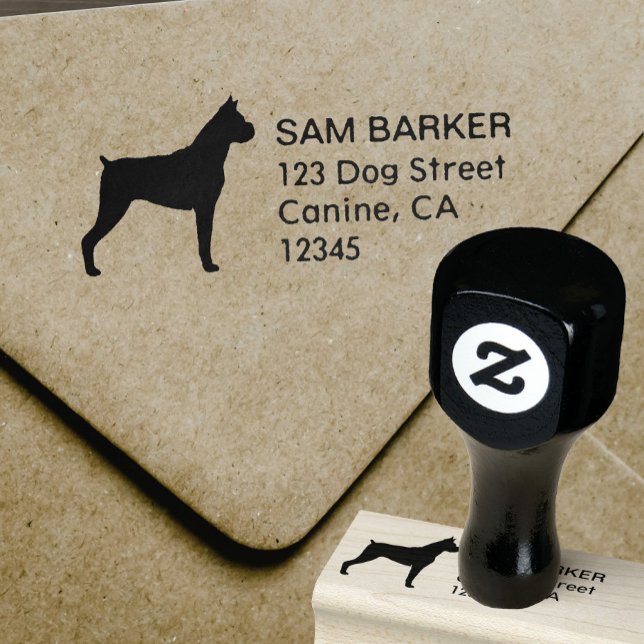 Boxer Dog Breed Silhouette Return Address Rubber Stamp (Creator Uploaded)