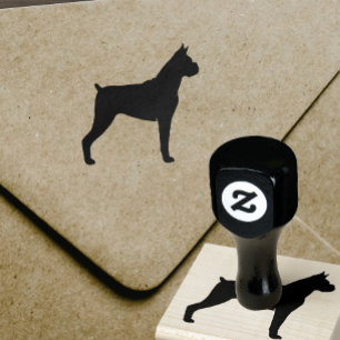 Boxer Dog Breed Silhouette Rubber Stamp